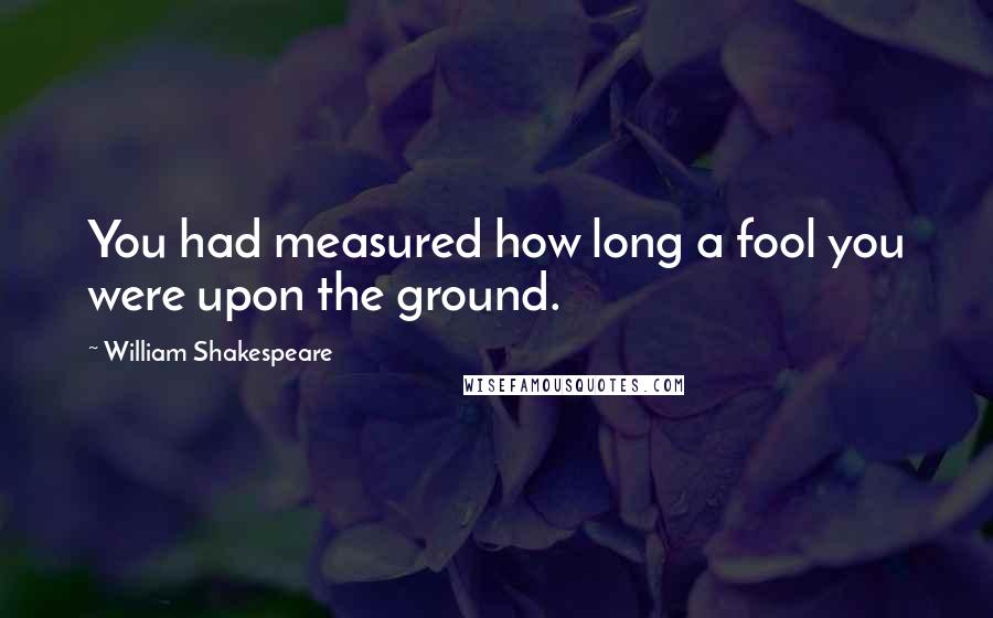 William Shakespeare Quotes: You had measured how long a fool you were upon the ground.