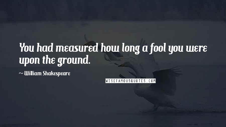 William Shakespeare Quotes: You had measured how long a fool you were upon the ground.