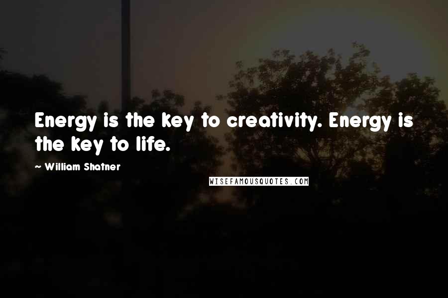 William Shatner Quotes: Energy is the key to creativity. Energy is the key to life.