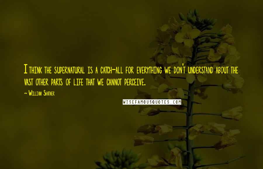 William Shatner Quotes: I think the supernatural is a catch-all for everything we don't understand about the vast other parts of life that we cannot perceive.