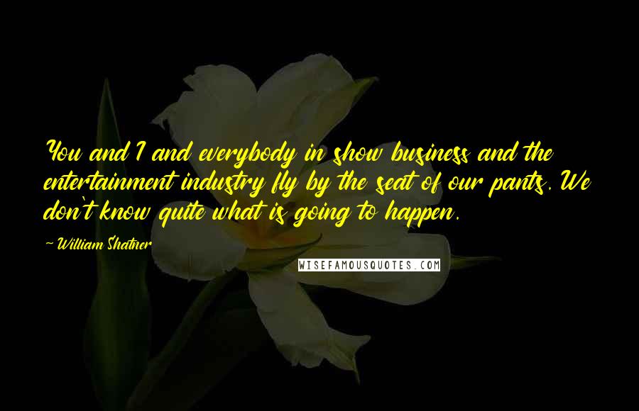 William Shatner Quotes: You and I and everybody in show business and the entertainment industry fly by the seat of our pants. We don't know quite what is going to happen.