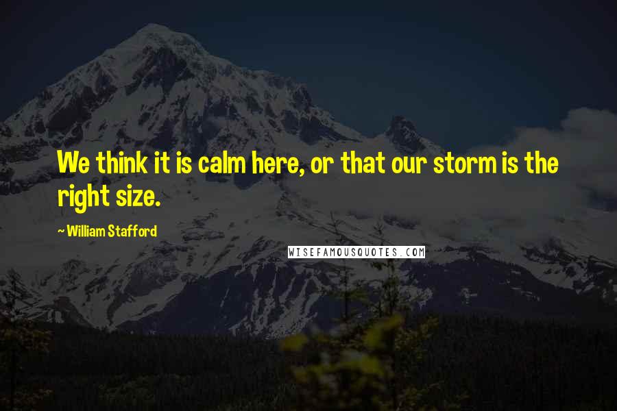 William Stafford Quotes: We think it is calm here, or that our storm is the right size.