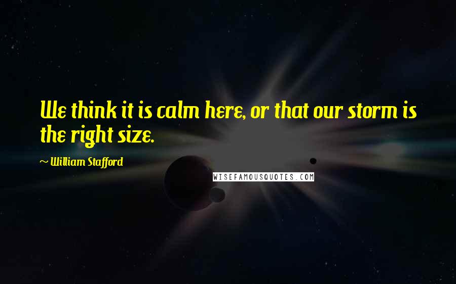 William Stafford Quotes: We think it is calm here, or that our storm is the right size.