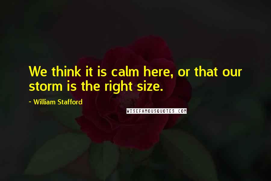 William Stafford Quotes: We think it is calm here, or that our storm is the right size.