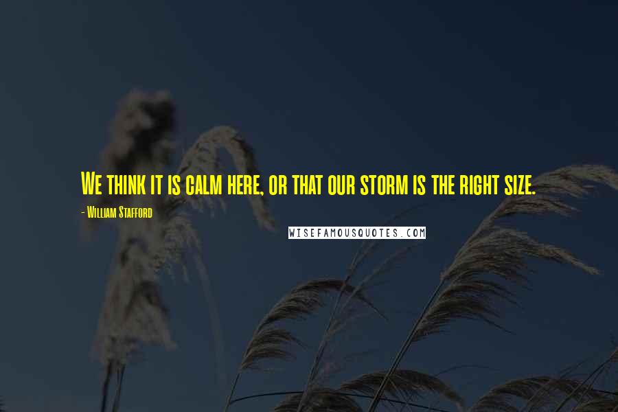 William Stafford Quotes: We think it is calm here, or that our storm is the right size.