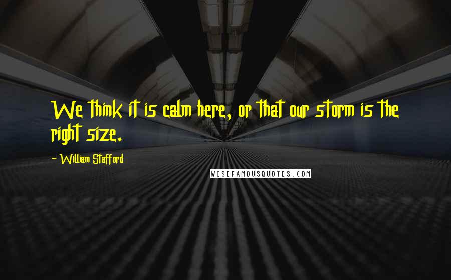 William Stafford Quotes: We think it is calm here, or that our storm is the right size.