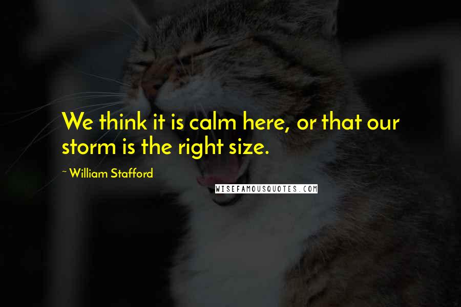 William Stafford Quotes: We think it is calm here, or that our storm is the right size.