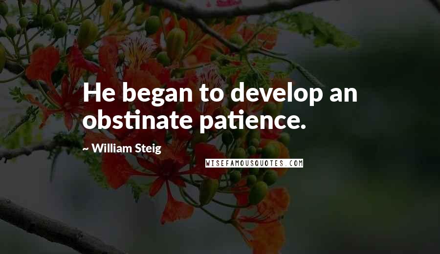 William Steig Quotes: He began to develop an obstinate patience.