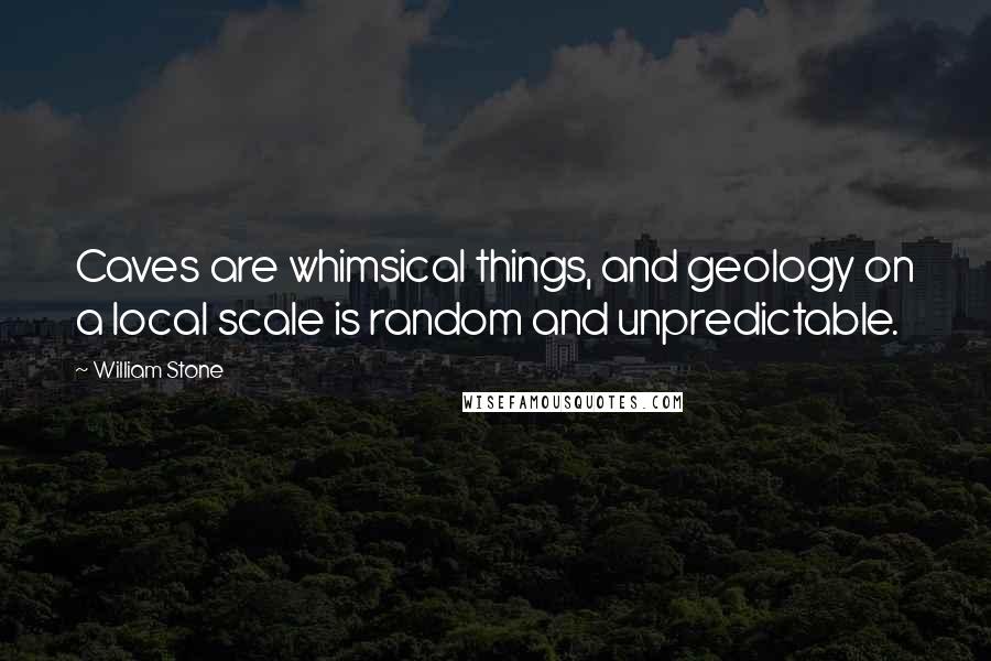 William Stone Quotes: Caves are whimsical things, and geology on a local scale is random and unpredictable.