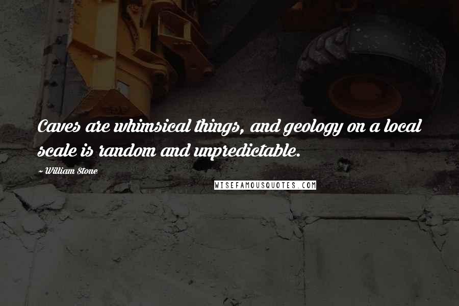 William Stone Quotes: Caves are whimsical things, and geology on a local scale is random and unpredictable.