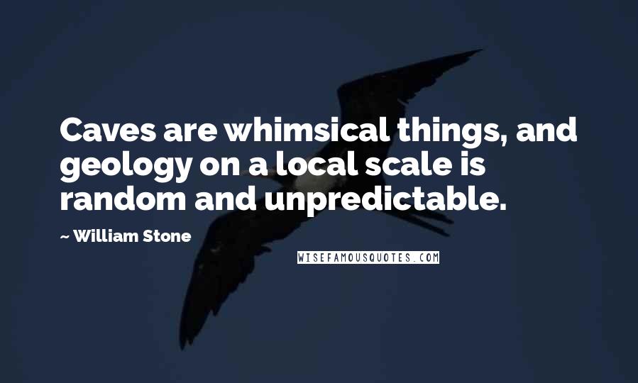 William Stone Quotes: Caves are whimsical things, and geology on a local scale is random and unpredictable.