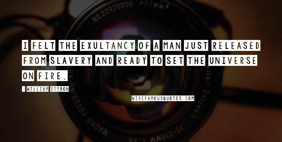 William Styron Quotes: I felt the exultancy of a man just released from slavery and ready to set the universe on fire.