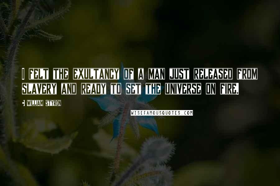 William Styron Quotes: I felt the exultancy of a man just released from slavery and ready to set the universe on fire.