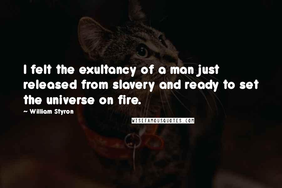 William Styron Quotes: I felt the exultancy of a man just released from slavery and ready to set the universe on fire.