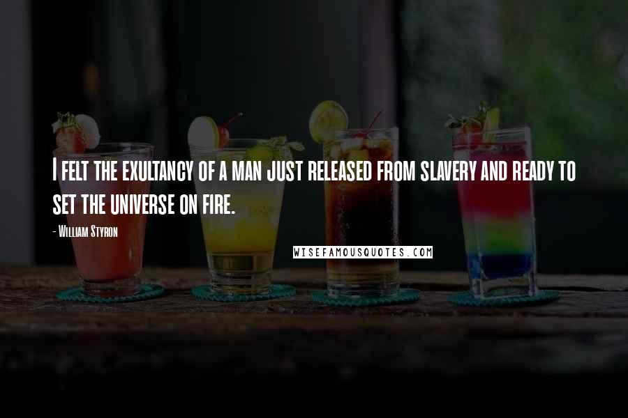 William Styron Quotes: I felt the exultancy of a man just released from slavery and ready to set the universe on fire.