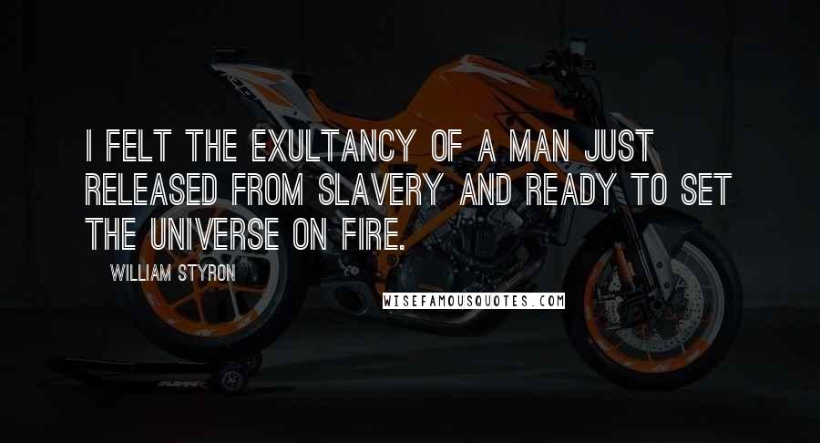 William Styron Quotes: I felt the exultancy of a man just released from slavery and ready to set the universe on fire.