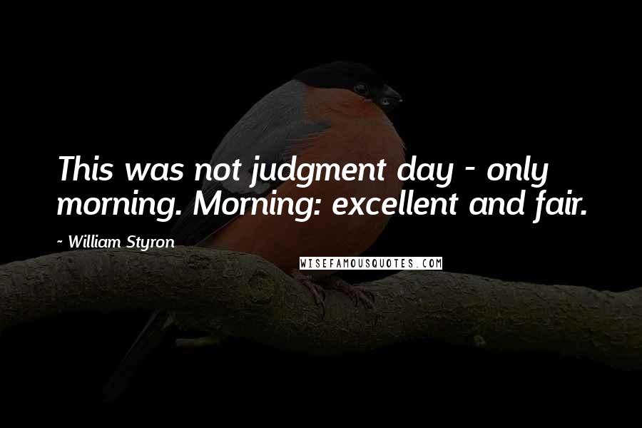 William Styron Quotes: This was not judgment day - only morning. Morning: excellent and fair.