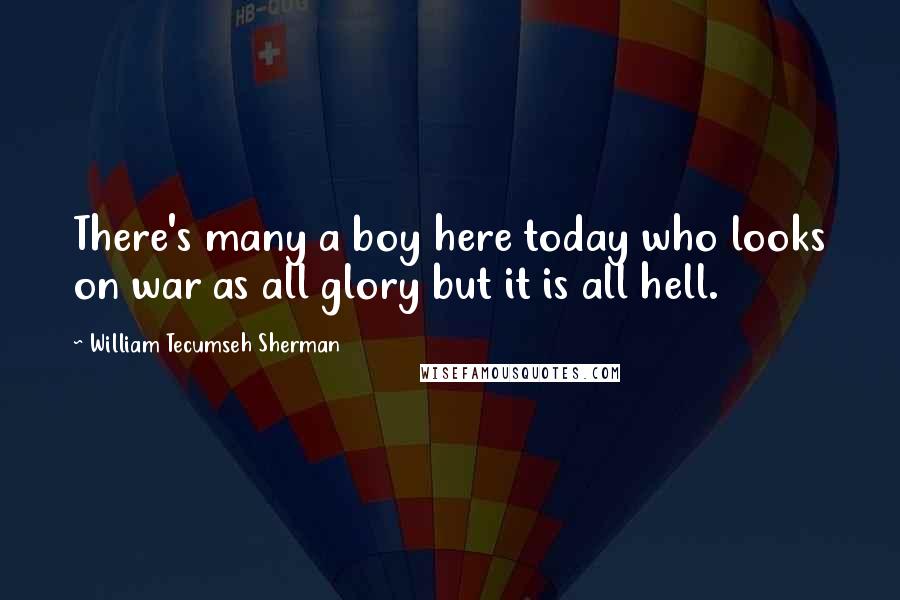 William Tecumseh Sherman Quotes: There's many a boy here today who looks on war as all glory but it is all hell.