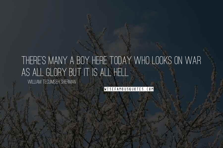 William Tecumseh Sherman Quotes: There's many a boy here today who looks on war as all glory but it is all hell.