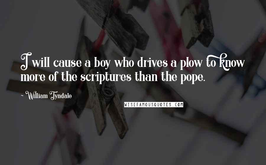 William Tyndale Quotes: I will cause a boy who drives a plow to know more of the scriptures than the pope.