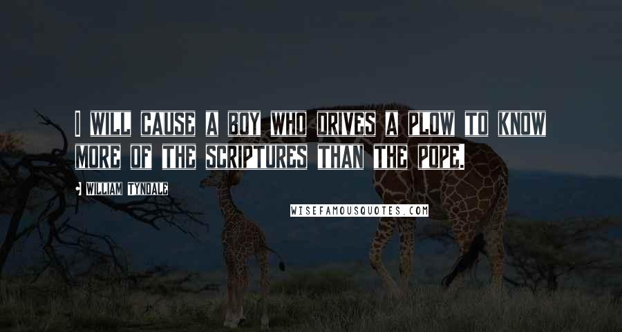 William Tyndale Quotes: I will cause a boy who drives a plow to know more of the scriptures than the pope.