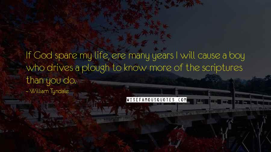 William Tyndale Quotes: If God spare my life, ere many years I will cause a boy who drives a plough to know more of the scriptures than you do.