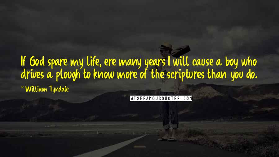 William Tyndale Quotes: If God spare my life, ere many years I will cause a boy who drives a plough to know more of the scriptures than you do.