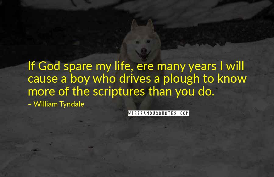 William Tyndale Quotes: If God spare my life, ere many years I will cause a boy who drives a plough to know more of the scriptures than you do.