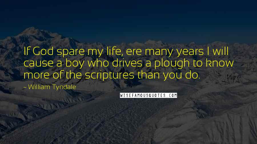 William Tyndale Quotes: If God spare my life, ere many years I will cause a boy who drives a plough to know more of the scriptures than you do.