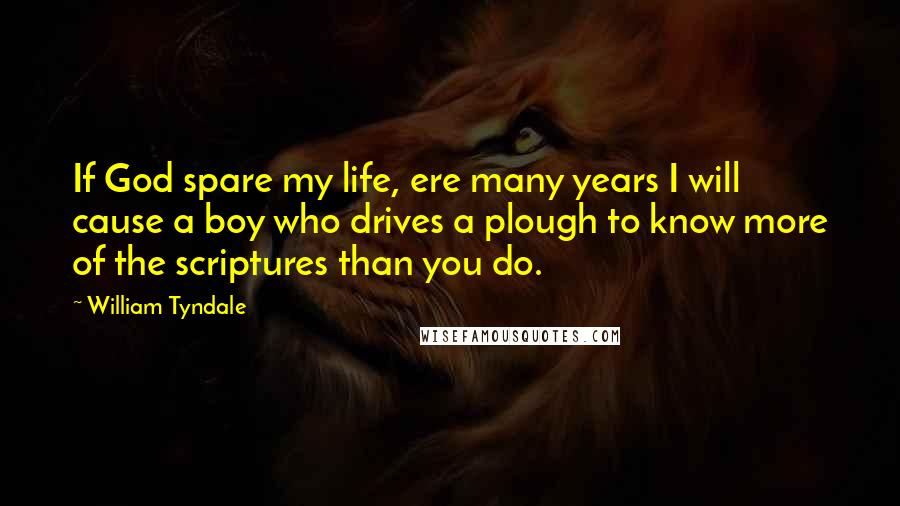 William Tyndale Quotes: If God spare my life, ere many years I will cause a boy who drives a plough to know more of the scriptures than you do.