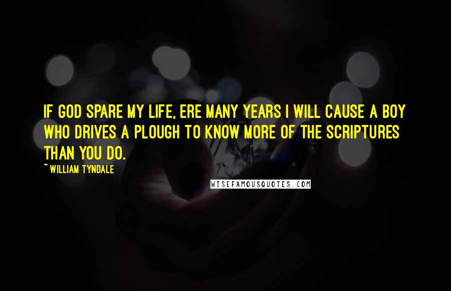 William Tyndale Quotes: If God spare my life, ere many years I will cause a boy who drives a plough to know more of the scriptures than you do.