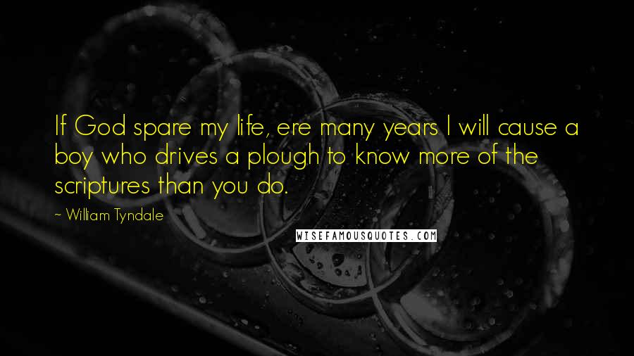 William Tyndale Quotes: If God spare my life, ere many years I will cause a boy who drives a plough to know more of the scriptures than you do.