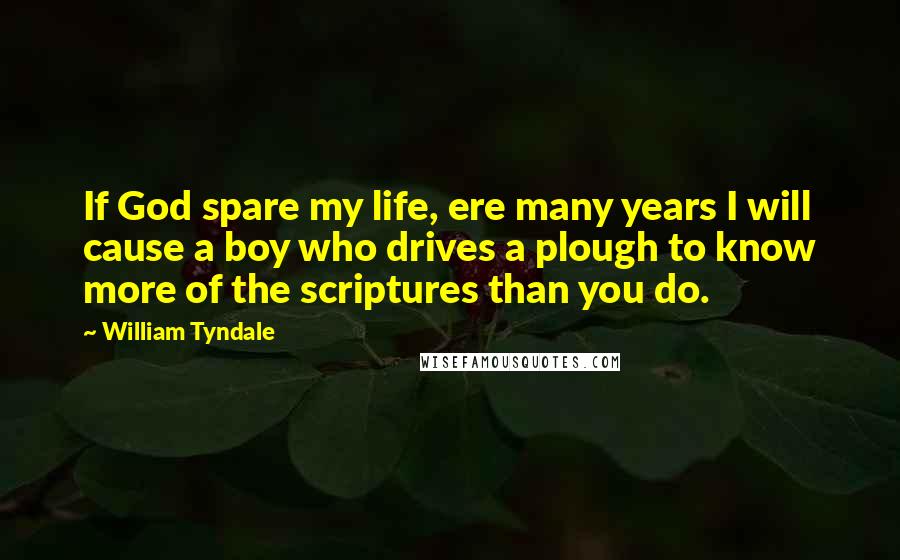 William Tyndale Quotes: If God spare my life, ere many years I will cause a boy who drives a plough to know more of the scriptures than you do.
