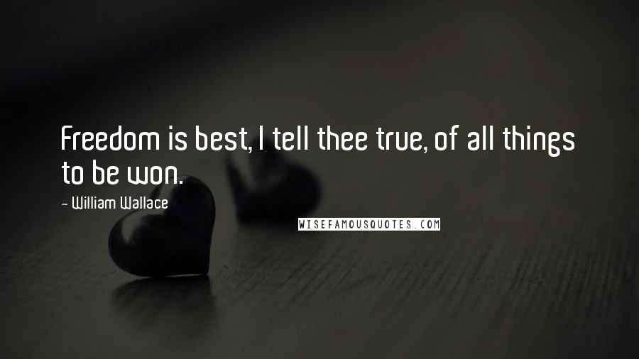 William Wallace Quotes: Freedom is best, I tell thee true, of all things to be won.