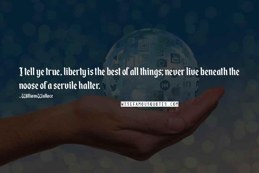 William Wallace Quotes: I tell ye true, liberty is the best of all things; never live beneath the noose of a servile halter.
