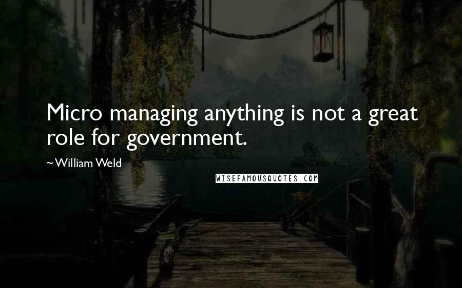 William Weld Quotes: Micro managing anything is not a great role for government.