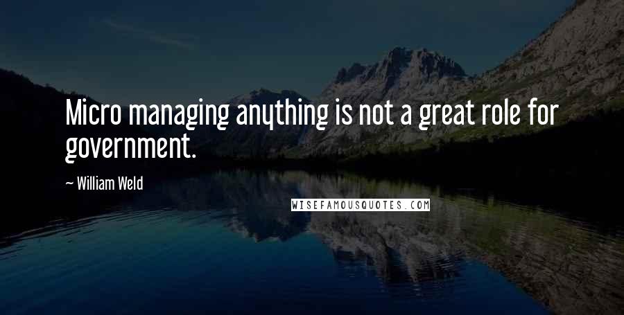 William Weld Quotes: Micro managing anything is not a great role for government.