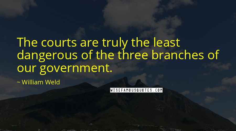 William Weld Quotes: The courts are truly the least dangerous of the three branches of our government.