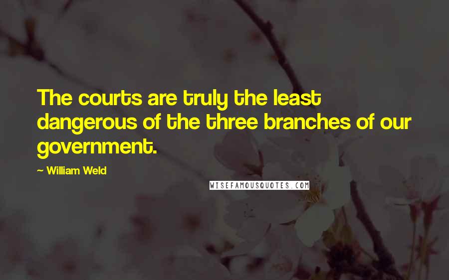 William Weld Quotes: The courts are truly the least dangerous of the three branches of our government.