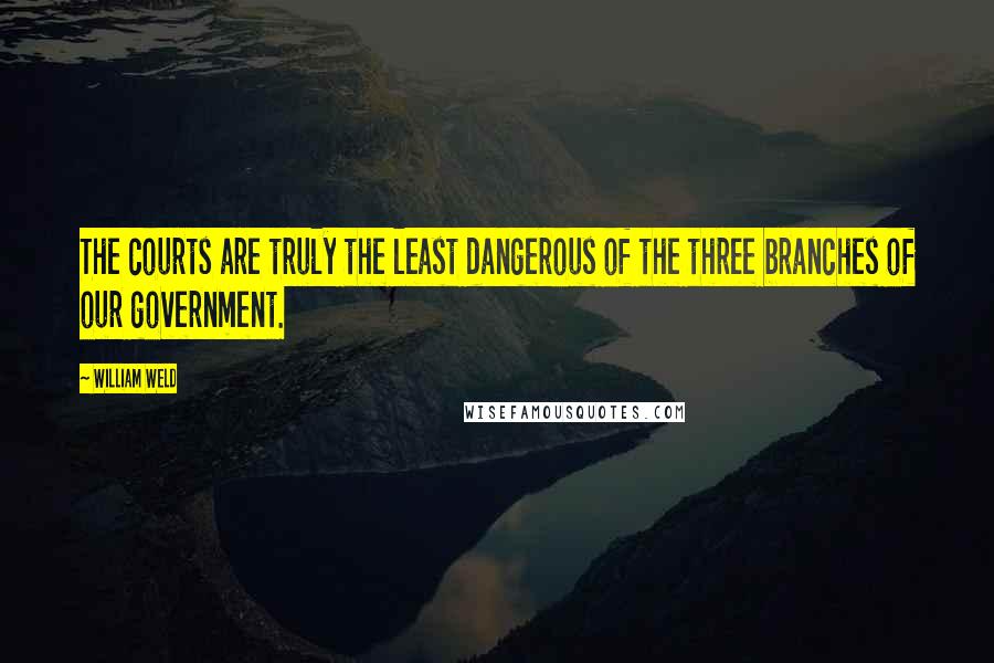 William Weld Quotes: The courts are truly the least dangerous of the three branches of our government.