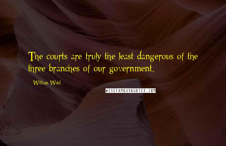 William Weld Quotes: The courts are truly the least dangerous of the three branches of our government.