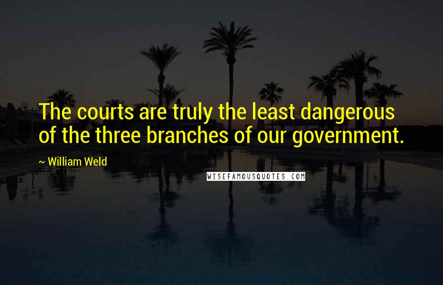 William Weld Quotes: The courts are truly the least dangerous of the three branches of our government.