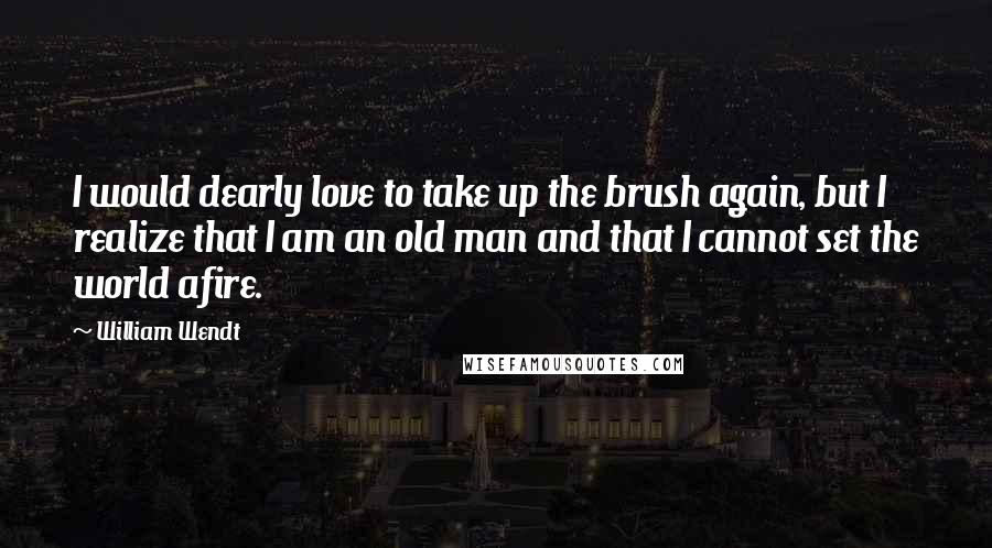 William Wendt Quotes: I would dearly love to take up the brush again, but I realize that I am an old man and that I cannot set the world afire.