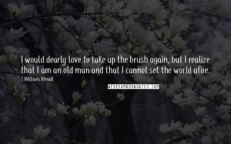 William Wendt Quotes: I would dearly love to take up the brush again, but I realize that I am an old man and that I cannot set the world afire.
