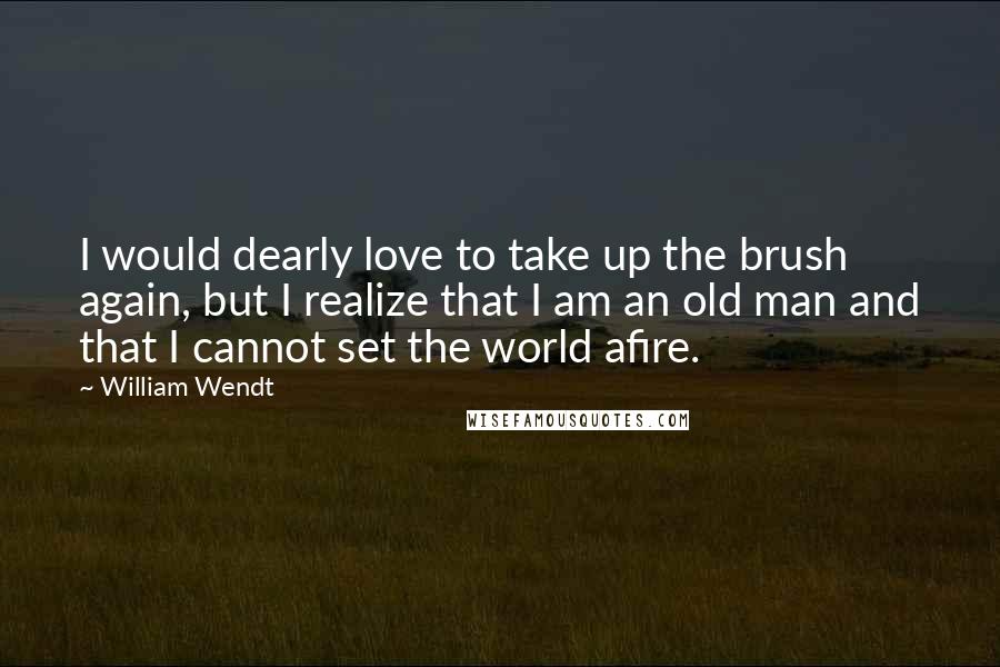 William Wendt Quotes: I would dearly love to take up the brush again, but I realize that I am an old man and that I cannot set the world afire.