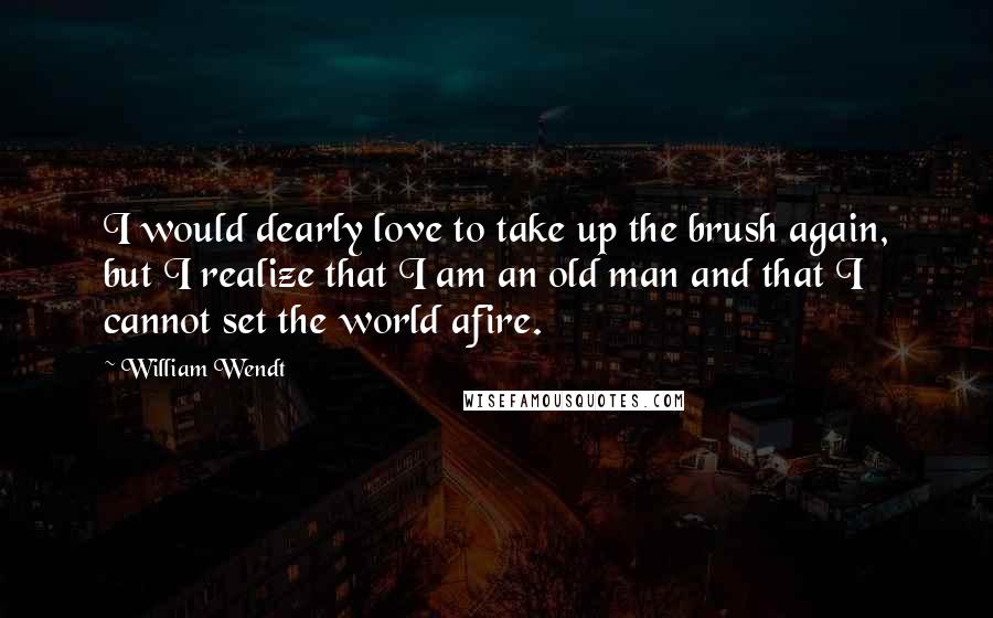 William Wendt Quotes: I would dearly love to take up the brush again, but I realize that I am an old man and that I cannot set the world afire.