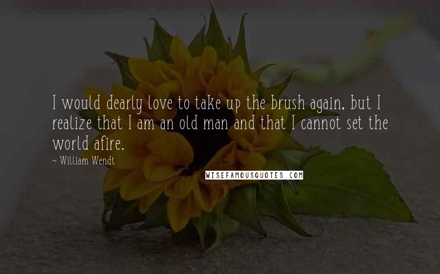 William Wendt Quotes: I would dearly love to take up the brush again, but I realize that I am an old man and that I cannot set the world afire.