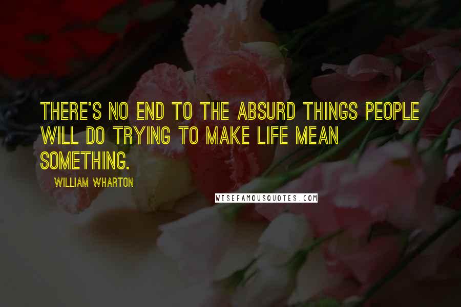 William Wharton Quotes: There's no end to the absurd things people will do trying to make life mean something.