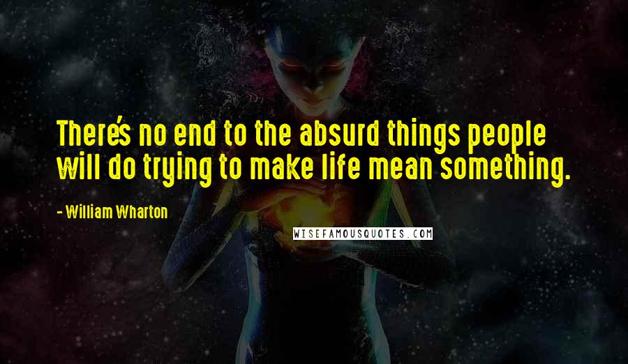 William Wharton Quotes: There's no end to the absurd things people will do trying to make life mean something.