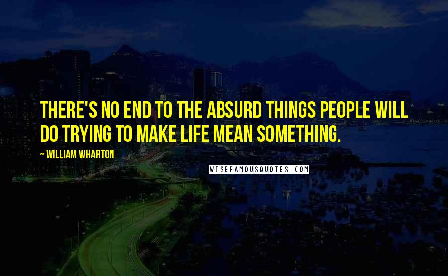 William Wharton Quotes: There's no end to the absurd things people will do trying to make life mean something.